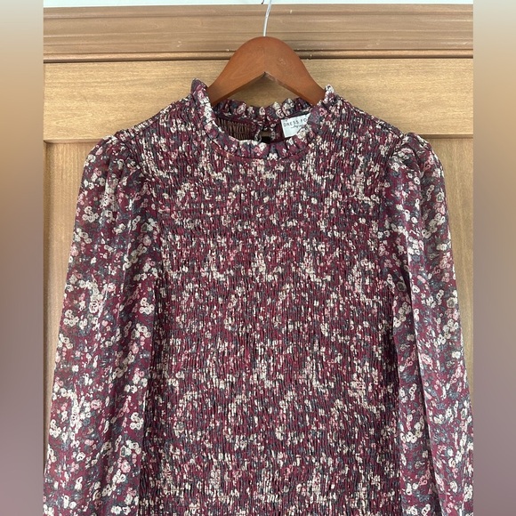 Dress Forum Smocked Ruffle Floral Mini Dress Long Sleeve Puff Sleeves Medium​​ - Picture 5 of 12